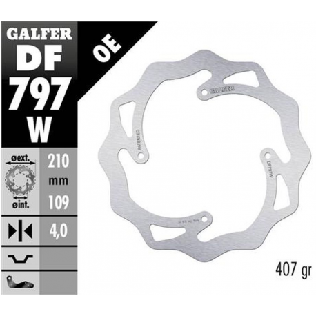 Galfer, zadní brzdový kotouč, KTM SX 85 '11-'20, SX 150 '15-'18, FREERIDE 250/350 '13-, FREERIDE E '12-, WAVE (210X106X4MM)