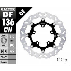 Galfer, přední brzdový kotouč, Honda CB 500X (ABS) '19-'21, CB 650R '19-'23 CBR 650R '19-'23 (WAVE FLOATING) (310X105X4.,5MM)