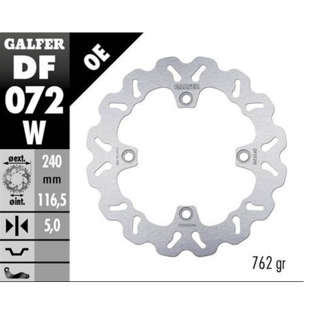Galfer, zadní brzdový kotouč, Honda CBF 500N '04- CB 600 HORNET '07- CBF 600S/N '04- CB 750 HORNET '22- (WAVE FIXED) (240X116,5X