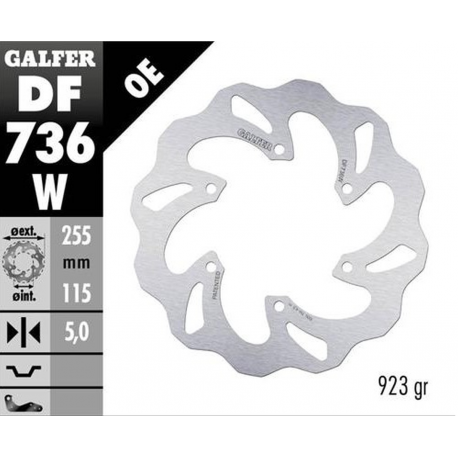 Galfer, zadní brzdový kotouč, Benelli TRK 502X '17- 1130 SPORT TORNADO '06- (WAVE FIXED) (255X115X5MM)