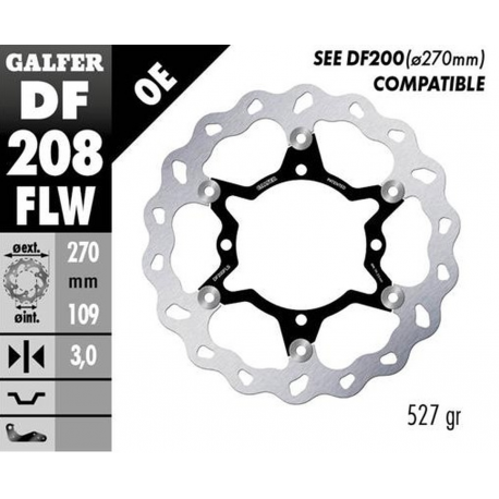 Galfer, přední brzdový kotouč, Kawasaki KX 250F '15-'23 KX 450F '15-'23 (WAVE FLOATING) (270X109X3MM)