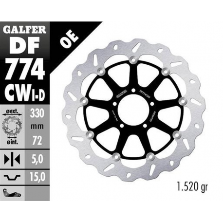 Galfer, přední brzdový kotouč, Ducati 1098 '07-'08 1198S/R '09- 1103/1199/1299 PANIGALE '12- MULTISTRADA 1103 V4 '21-23 (levý) (