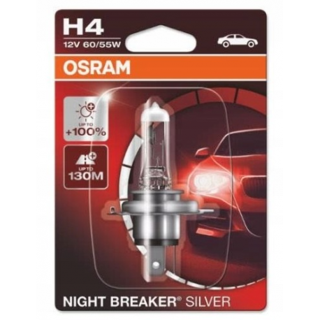 Osram, žárovka H4 12V 60/55W P43t NIGHT BREAKER® SILVER (+100%) - BLISTER