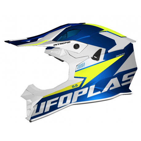 UFO, přilba cross Interpid, barva modrá/bílá/žlutá Fluo, velikost XS - UFO kolekce 2024