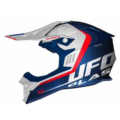 UFO, přilba cross Interpid, barva bílá/modrá/červená Fluo, velikost M - UFO kolekce 2024