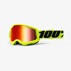 100%, brýle Strata 2 NEON YELLOW - MIRROR PINK LENS, barva žlutá FLUO, červené zrcadlové sklo