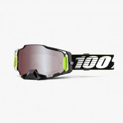 100%, brýle Armega RACR - HiPER SILVER MIRROR LENS, barva černá/bílá, stříbrné zrcadlové sklo