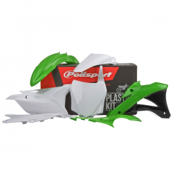 Polisport, sada plastů, Kawasaki KX 85 '14-'21 KX 100 '14-'21 KX 112 '14-'21 s přední tabulkou (8662900002)