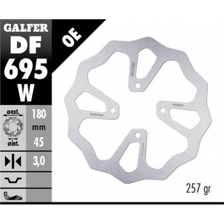 Galfer, zadní brzdový kotouč, KTM 65 SX '23-, Husqvarna TC 65 '23-, Gas Gas MC 65 '23- (180X45X3) (4X6,25MM) WAVE