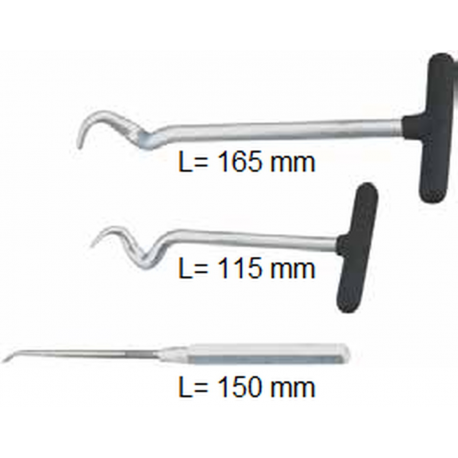 Buzzetti, přípravky pro demontáž o-kroužků, sada 3 kusů, 165mm 150mm 115mm