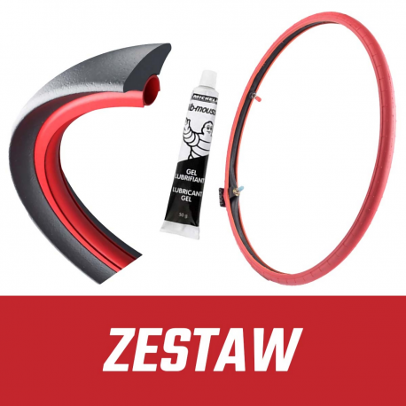 Sada, systém Tubliss 18" + Mousse Tacs Racing Medium + montážní gel Michelin 50G