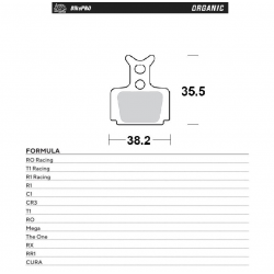 Moto-Master, cyklo brzdové desky, organické, určeno pro: Formula CURA, RO RACING, T1 RACING, R1 RACING, R1, C1, CR3,