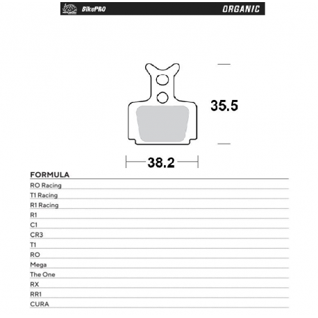Moto-Master, cyklo brzdové desky, organické, určeno pro: Formula CURA, RO RACING, T1 RACING, R1 RACING, R1, C1, CR3,