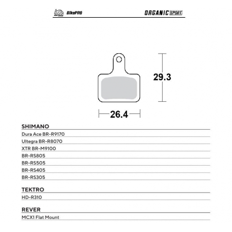 Moto-Master, cyklo brzdové desky, organické, SPORT určeno pro: určeno pro: Shimano DURA ACE BR-R9170, ULTEGRA BR-R8070,