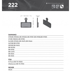 Brenta, cyklo brzdové desky, určeno pro: Shimano XTR BR-M9000, BR-M9020, BR-M987, BR-M988,
