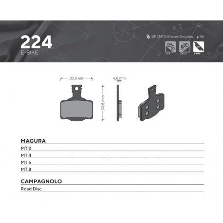 Brenta, cyklo brzdové desky, určeno pro: Magura MT 2, MT 4, MT 6, MT 8, CAMPAGNOLO ROAD DIS