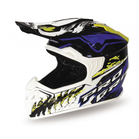 Progrip, Junior MX přilba PG3009 , barva bílá/modrá/žlutá Fluo velikost S (3009-361)