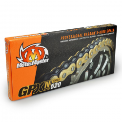 Moto-Master, řetěz  GPXN-520G PROFESSIONAL NARROW X-RING MOTOCROSS / ENDURO RACING X-RING CHAIN, zlatá barva 120čl.