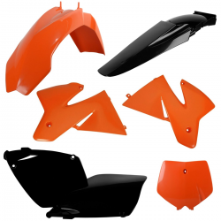 Polisport, sada plastů, KTM SX 125/250/400 '00, s přední tabulkou, (8660300001), barva oranžová/černá
