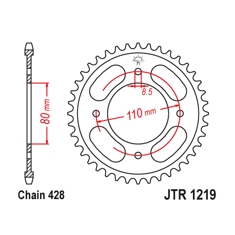 JT , rozeta 4597 42 Honda CBF 125 '21-'23 (459741JT) (řet. 428) -
