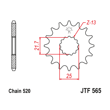 JT, přední kolečko, s gumou 565 14 Yamaha YZF/WRF 400/426/450, CF MOTO 400 '19-, 650 GT/NK '21-'23 (56514JTS) (řetěz 520) YFZ 45