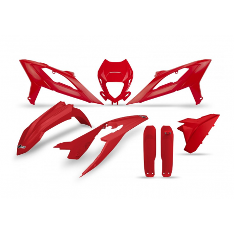 UFO, sada plastů, s kryty přední vidlice, Beta RR 250/300/350/400/450 '23-'24, červená barva