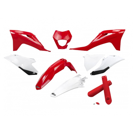 UFO, sada plastů, s kryty přední vidlice, Gas Gas EC / EC-F 250 / 300 / 350 '21-'23, červená barva OEM