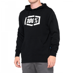 100%, mikina s kapucí Icon Black, černá barva, velikost L