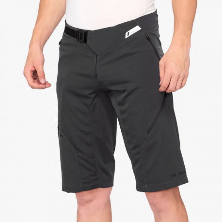 100%, cyklo kraťasy Airmatic Charcoal, šedá barva, velikost 36