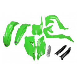 UFO, sada plastů (s kryty přední vidlice), Kawasaki KXF 250 '21-24, KXF 450 '19-23, zelená barva OEM