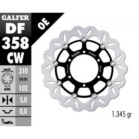 Galfer, brzdový kotouč, přední, Suzuki GSX-R 600 '08- GSX-R 750 '08- GSX-R 1000 '09-'15 (WAVE FLOATING) (310X102X5mm)