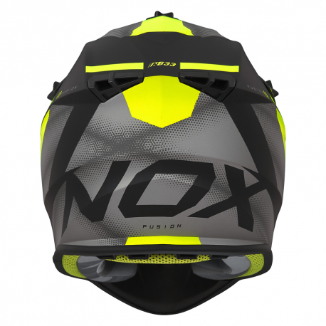 Nox, Cross přilba N633 Fusion, barva černá matná/žlutá Fluo, velikost M