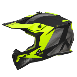 Nox, Cross přilba N633 Fusion, barva černá matná/žlutá Fluo, velikost L
