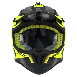 Nox, Cross přilba N633 Fusion, barva černá matná/žlutá Fluo, velikost XL