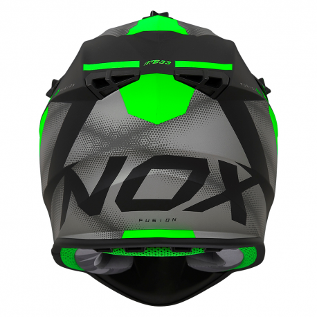 Nox, Cross přilba N633 Fusion, barva černá matrná/zelená, velikost M