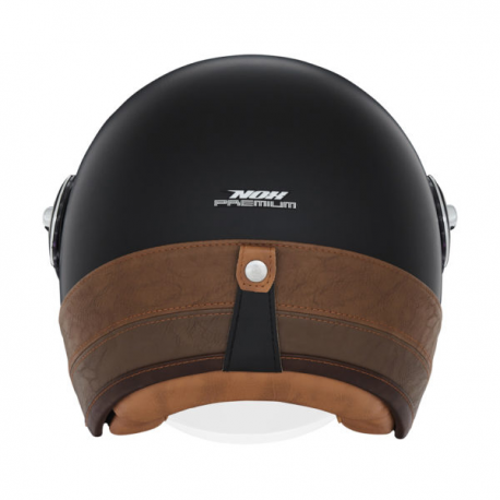 Nox, Premium Jet přilba Heritage Leather, barva černá/hnědá, velikost M