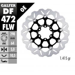 Galfer, brzdový kotouč, přední/zadní, Aprilia Cagiva Indian Moto Morini Victory Yamaha (298X64X5) (WAVE FLOATING)