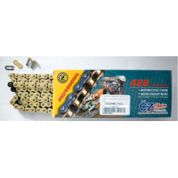 ČZ, řetěz 428 MX (130 článků) zlatý (motocross do 110 ccm) (23,0 KN) + spojka