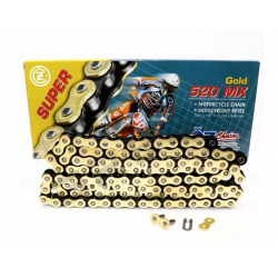 ČZ, řetěz 520 MX (102 článků) zlatý (motocross) do 450 ccm (35,8 KN) + spojka