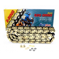 ČZ, řetěz 520 ORMX (106 článků) Active Ring (x-ring) zlatý do 600 ccm (Enduro) (34,5 KN) + spojka