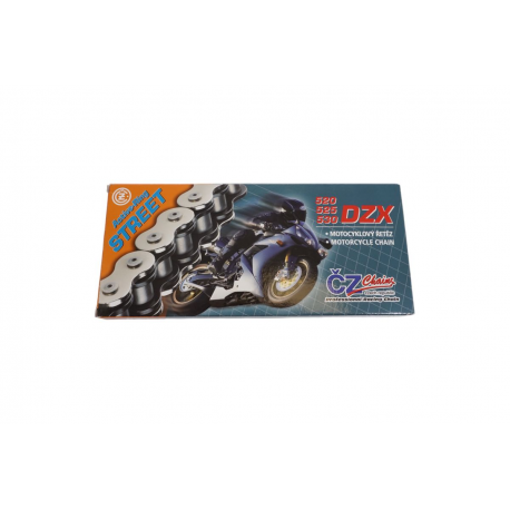ČZ, řetěz 525 DZX (108 článků) Active Ring (x-ring) chrom do 1000 ccm (40,0 KN) + nýtovací spojka