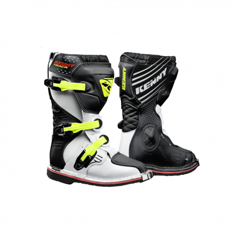 Kenny Racing, boty MX/Enduro, Track Kid/Junior White/Black/Neon Yellow, barva černá/bílá/žlutá fluo, velikost 36