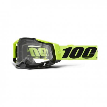 100%, brýle, model RACECRAFT 2 NEON YELLOW - CLEAR LENS - žlutá Fluo barva/černá/bílá, čiré sklo