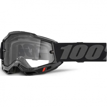 100%, brýle, model ACCURI 2 ENDURO MOTO BLACK - CLEAR LENS - černá barva/šedá, čiré sklo