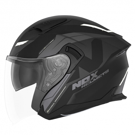 NOX, Jet přilba N130 KLINT, barva černá/šedá/bílá, velikost XL