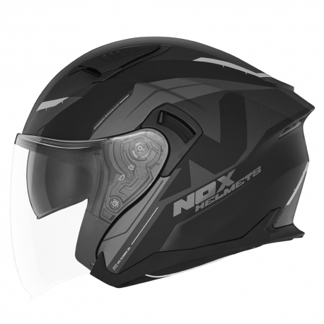 NOX, Jet přilba N130 KLINT, barva černá/šedá/titan, velikost XXL