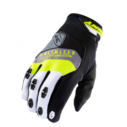 Kenny Racing, rukavice MX/Enduro, Safety Black/Grey/Yellow, barva černá/šedá/žlutá fluo, velikost L