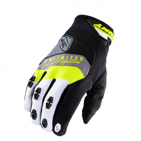 Kenny Racing, rukavice MX/Enduro, Safety Black/Grey/Yellow, barva černá/šedá/žlutá fluo, velikost L