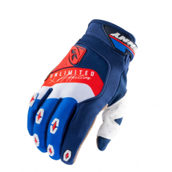 Kenny Racing, rukavice MX/Enduro, Safety Navy/White/Red, barva modrá/bílá/červená fluo, velikost XXL