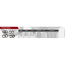 Showa, opravná sada přední vidlice, Kawasaki KXF 250 '13-'19, Suzuki RMZ 450 '13-'14, RMZ 250 '13-'15,